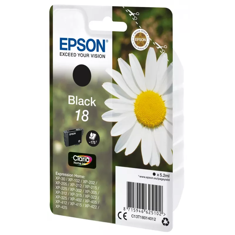 Epson Daisy Singlepack Czarny 18 Claria Home Ink, Czarny, Atrament pigmentowy, 5.2 ml, 1 szt., 175 stron
