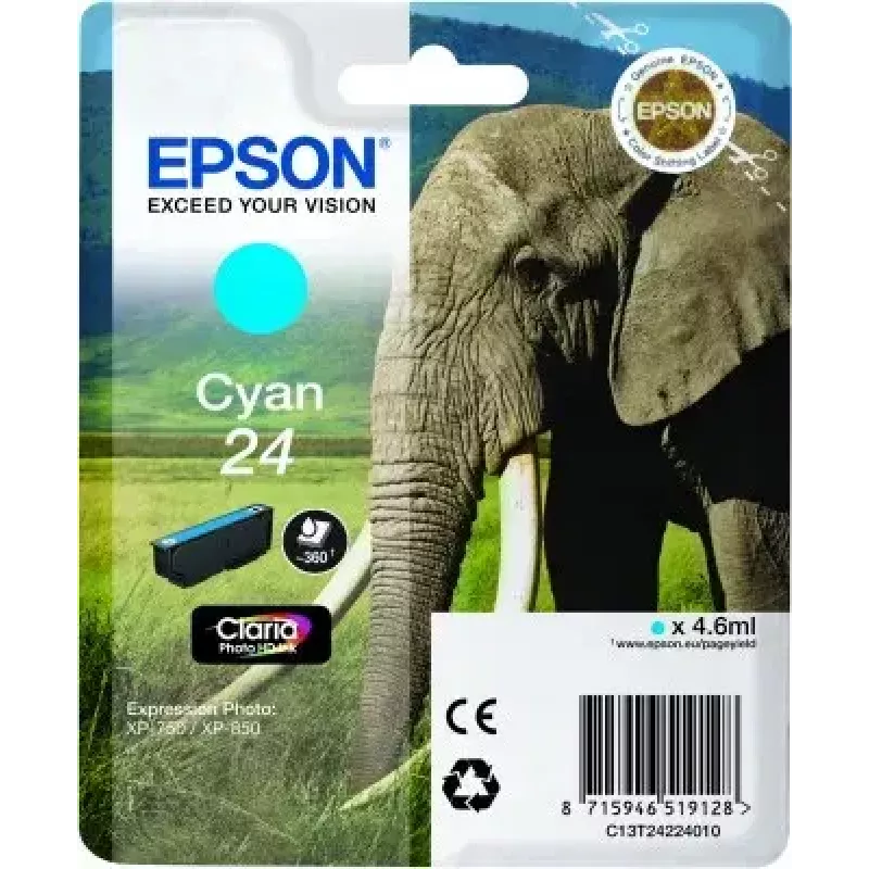 Epson Elephant Singlepack cyjan 24 Claria Photo HD Ink