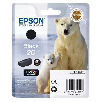 Epson Polar bear Pojedynczy opakowanie Czarny 26 Claria Premium Ink, Czarny, Atrament pigmentowy, 1 szt.