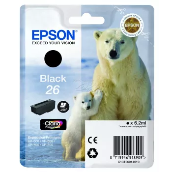 Epson Polar bear Pojedynczy opakowanie Czarny 26 Claria Premium Ink, Czarny, Atrament pigmentowy, 1 szt.