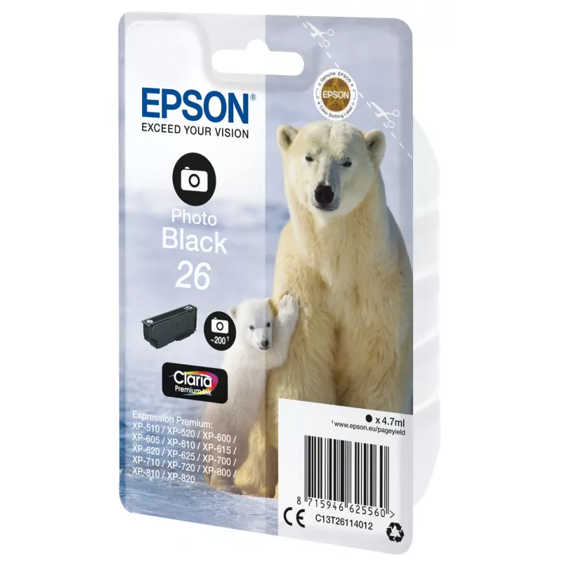 Epson Polar bear Singlepack Photo Czarny 26 Claria Premium Ink