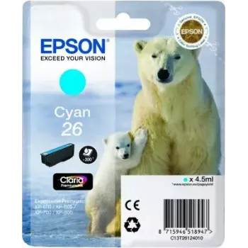 Wkład atramentowy Epson C13T26124010 Singlepack cyjan 26 Claria Premium — cyjan, 1 szt.