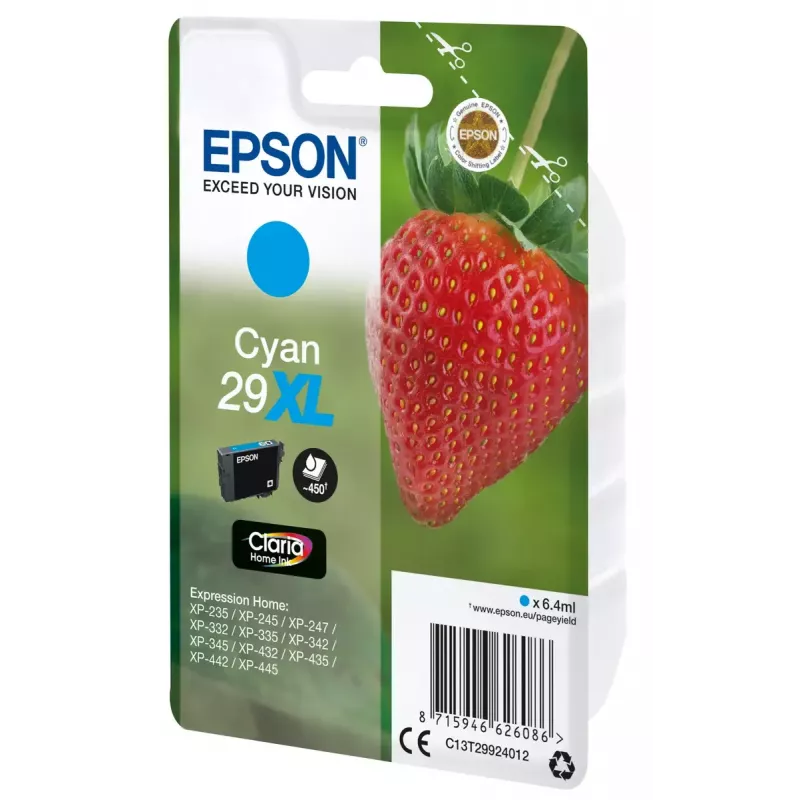 Epson Strawberry 29XL C wkład atramentowy 1 szt. oryginalny High (XL) Yield cyjan