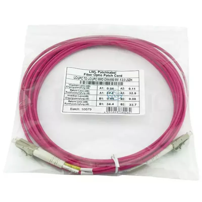 Światłowodowy kabel patchcord BlueOptics CBL-LC-OM4-10M-BO 10m LC do LC 50µm