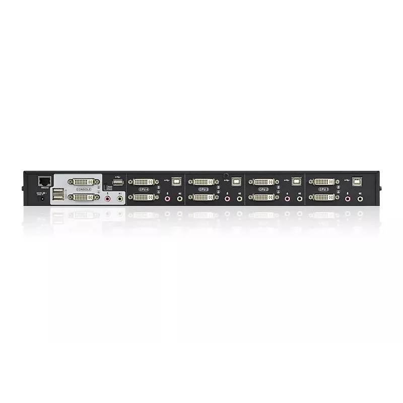 Przełącznik KVM ATEN 4-portowy USB DVI Dual-View z audio i hubem USB 2.0 (kable KVM w zestawie)