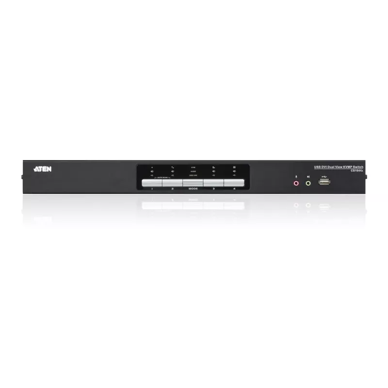 Przełącznik KVM ATEN 4-portowy USB DVI Dual-View z audio i hubem USB 2.0 (kable KVM w zestawie)