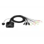 Przełącznik KVM ATEN 2-portowy USB-C DisplayPort Hybrid Cable, 4096 x 2160 pikseli, 4K Ultra HD, 0,74 W, czarny