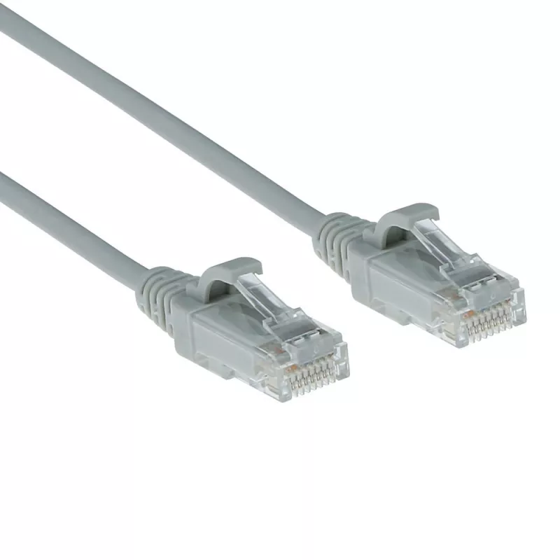 Kabel krosowy ACT szary 0,25 m LSZH U/UTP CAT6 slimline do centrów danych, z wtykami RJ45 bez zaczepów