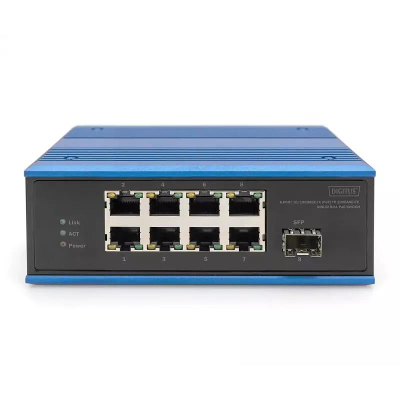 Przełącznik niezarządzalny Digitus DN-651133 8 portów Fast Ethernet Industrial 1 uplink SFP