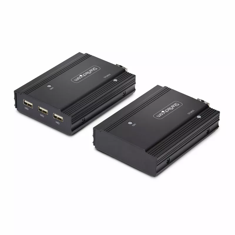 Przedłużacz KVM StarTech.com DisplayPort przez światłowód, 4K 60Hz, zestaw przedłużacza konsoli, do 300 m (wielomodowy) z preinstalowanymi modułami SFP+, 3x USB HID