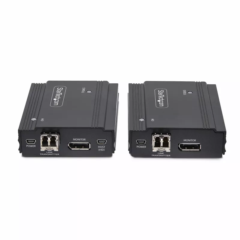 Przedłużacz KVM StarTech.com DisplayPort przez światłowód, 4K 60Hz, zestaw przedłużacza konsoli, do 300 m (wielomodowy) z preinstalowanymi modułami SFP+, 3x USB HID
