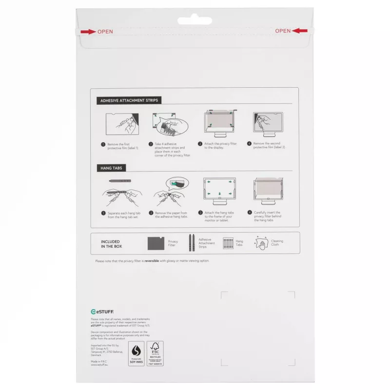 Filtr prywatności do wyświetlacza eSTUFF GLBB14302189, 35,6 cm (14 cali), bezramkowy, do laptopa