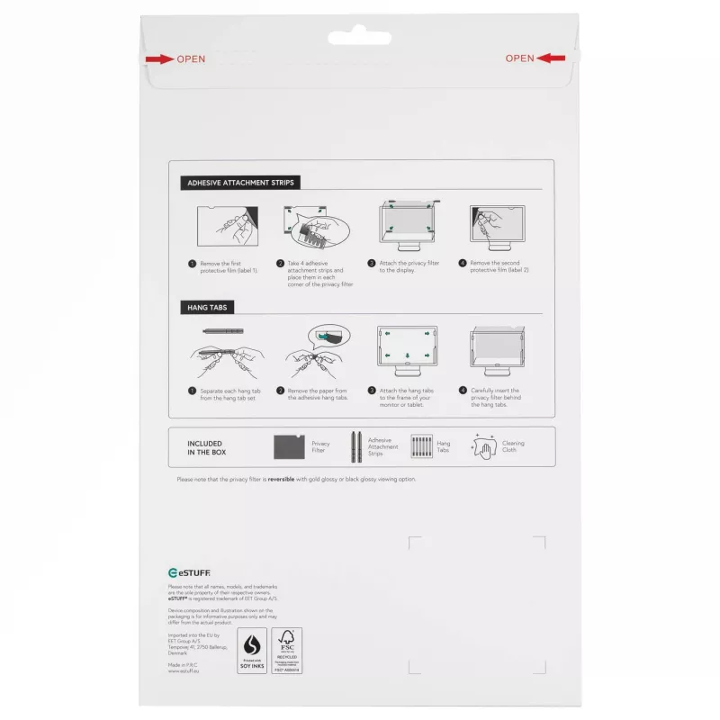 Filtr prywatyzujący do wyświetlacza eSTUFF GLBG11257145 29,5 cm (11,6 cala) Laptop Bezramkowy filtr prywatyzujący