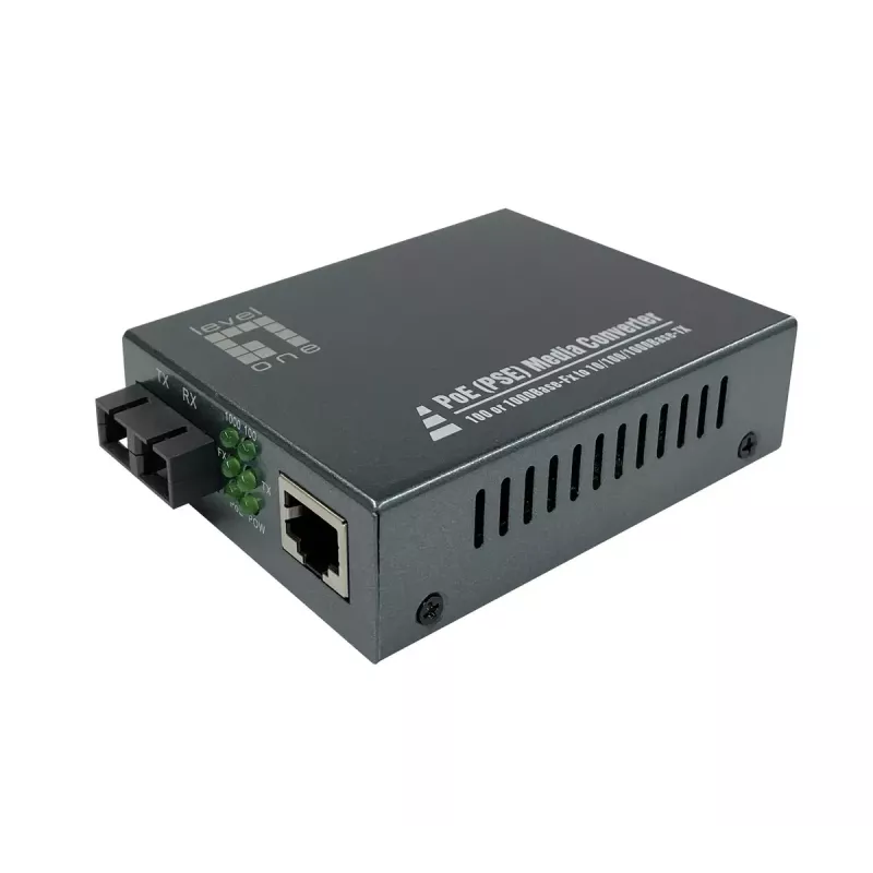 Konwerter mediów LevelOne RJ45 na SC Gigabit, PoE PSE, światłowód jednomodowy, 20 km