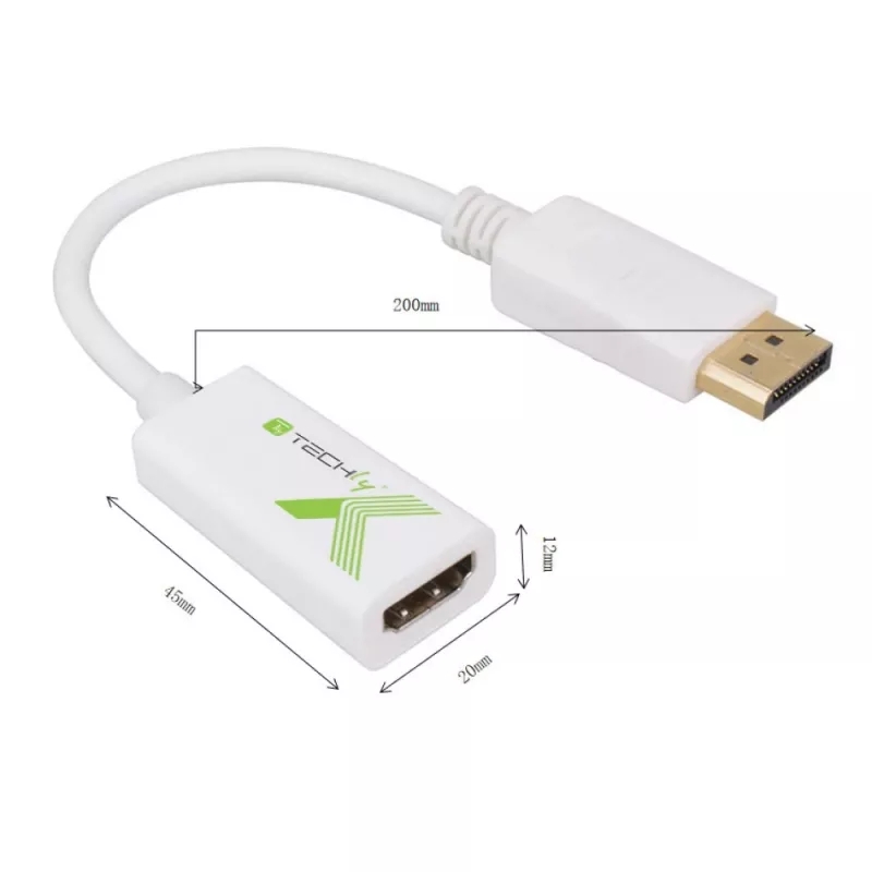 Techly IADAP DP-HDMIFP video adapter kablowy 0.2 m DisplayPort HDMI biały