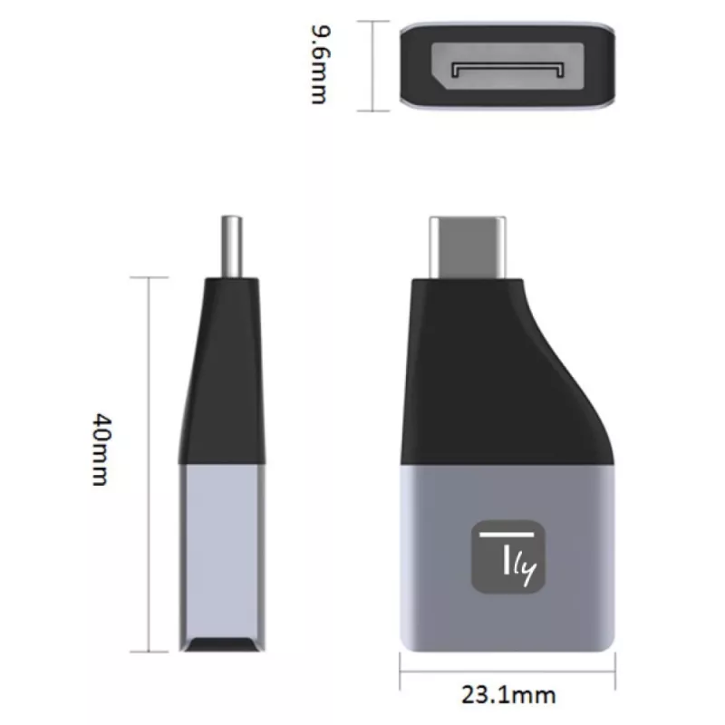 Techly IADAP USBC-DP4K Adapter graficzny USB 3840 x 2160 pikseli Czarny, Srebrny