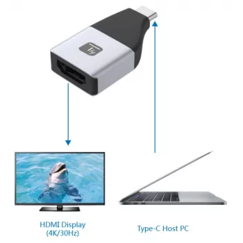Techly IADAP USBC-HDMI4K Adapter graficzny USB 4096 x 2160 pikseli Czarny, Srebrny