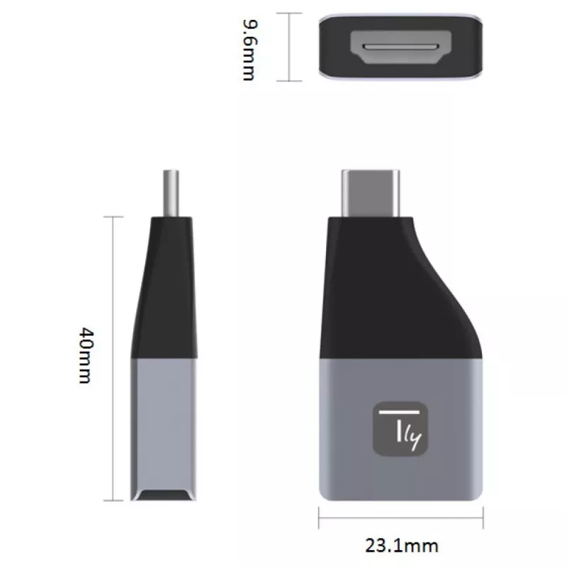 Techly IADAP USBC-HDMI4K Adapter graficzny USB 4096 x 2160 pikseli Czarny, Srebrny