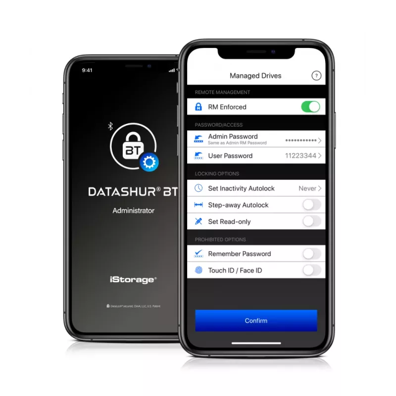 iStorage datAshur BT 64 GB | Zaszyfrowany bezpieczny pendrive | Odblokowywanie przez smartfon za pomocą Bluetooth | Certyfikat FIPS 140-2 Poziom 3 | Gotowy do zdalnego zarządzania