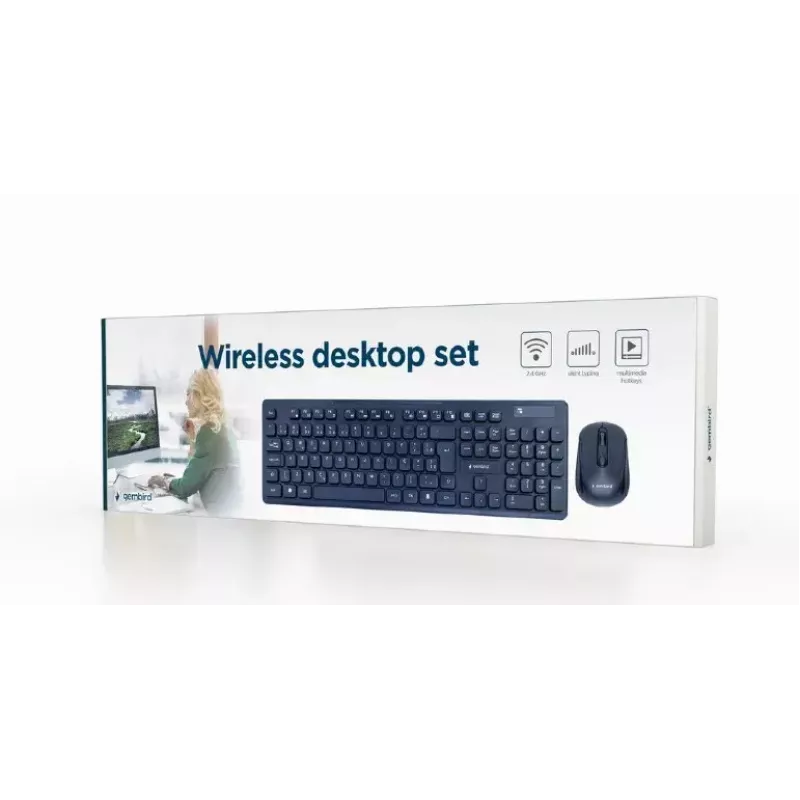 Gembird KBS-WCH-03-DE Klawiatura Mysz w zestawie Uniwersalna RF Bezprzewodowa QWERTZ Niemiecka Czarny