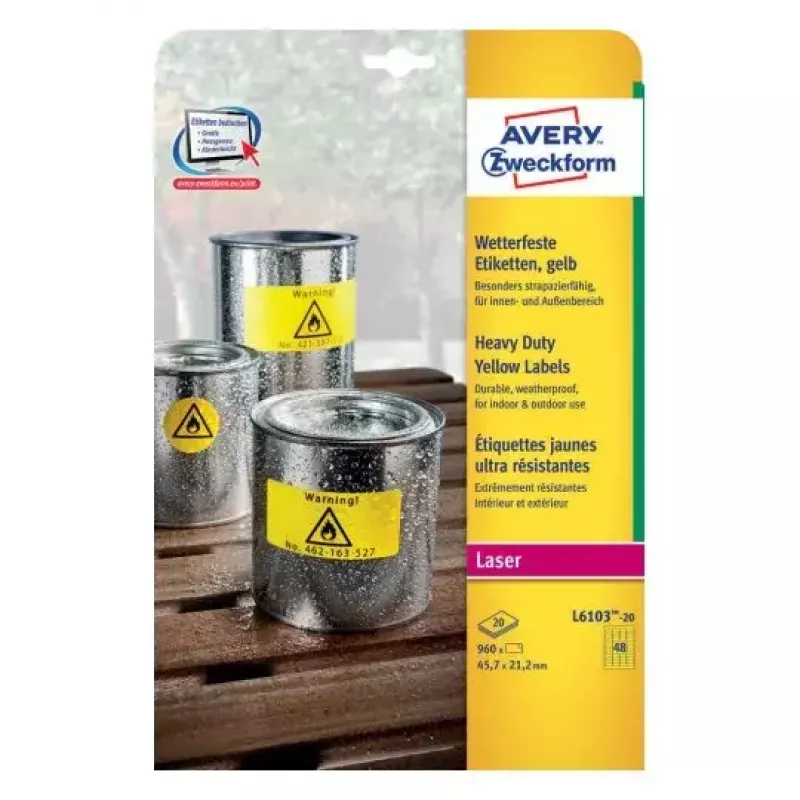 Etykieta samoprzylepna prostokątna Avery L6103-20