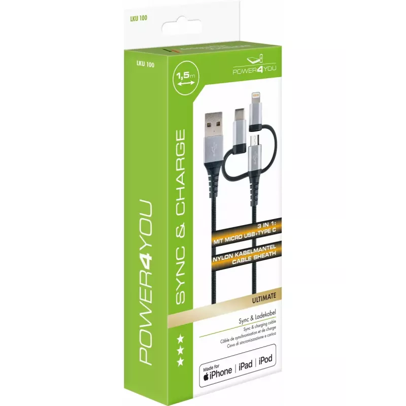 Kabel USB Schwaiger LKU 100 1.5m USB 2.0 A Micro-USB B Czarny Srebrny