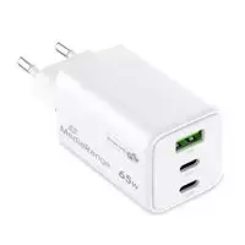 Ładowarka do urządzeń mobilnych MediaRange MRMA116-2 — Szybka ładowarka sieciowa AC, wejście 100–240 V, wyjście do 20 V, 2× USB-C, biała