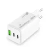 Ładowarka do urządzeń mobilnych MediaRange MRMA116-2 — Szybka ładowarka sieciowa AC, wejście 100–240 V, wyjście do 20 V, 2× USB-C, biała