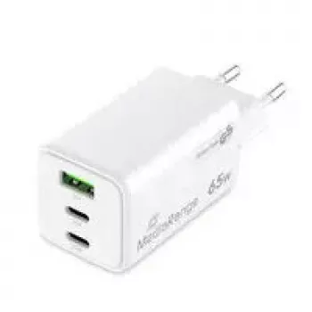 Ładowarka do urządzeń mobilnych MediaRange MRMA116-2 — Szybka ładowarka sieciowa AC, wejście 100–240 V, wyjście do 20 V, 2× USB-C, biała