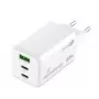 Ładowarka do urządzeń mobilnych MediaRange MRMA116-2 — Szybka ładowarka sieciowa AC, wejście 100–240 V, wyjście do 20 V, 2× USB-C, biała