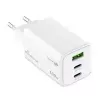 Ładowarka do urządzeń mobilnych MediaRange MRMA123 — Szybka ładowarka sieciowa AC do laptopa, smartfona, tabletu, 100–240 V, 2× USB-C, maks. 20 V, biała