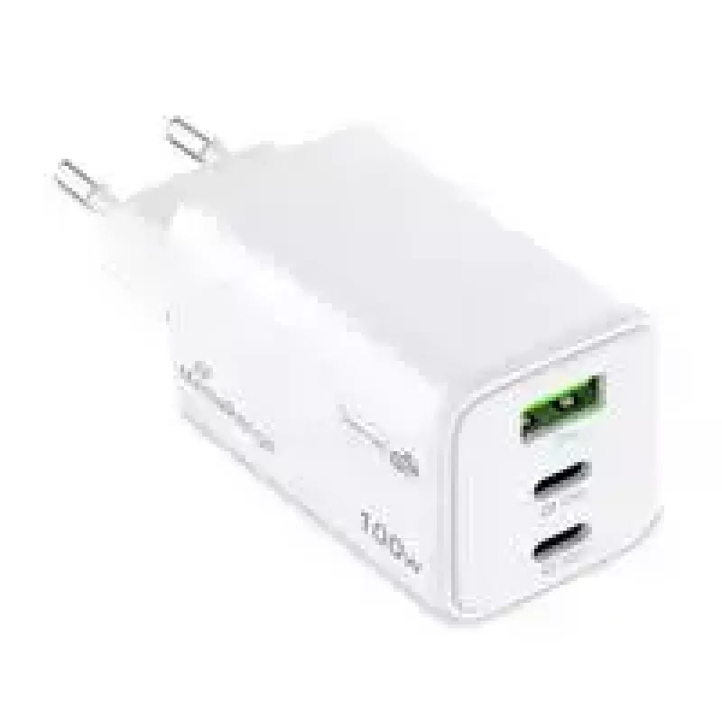 Ładowarka do urządzeń mobilnych MediaRange MRMA123 — Szybka ładowarka sieciowa AC do laptopa, smartfona, tabletu, 100–240 V, 2× USB-C, maks. 20 V, biała