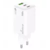 Ładowarka do urządzeń mobilnych MediaRange MRMA123 — Szybka ładowarka sieciowa AC do laptopa, smartfona, tabletu, 100–240 V, 2× USB-C, maks. 20 V, biała