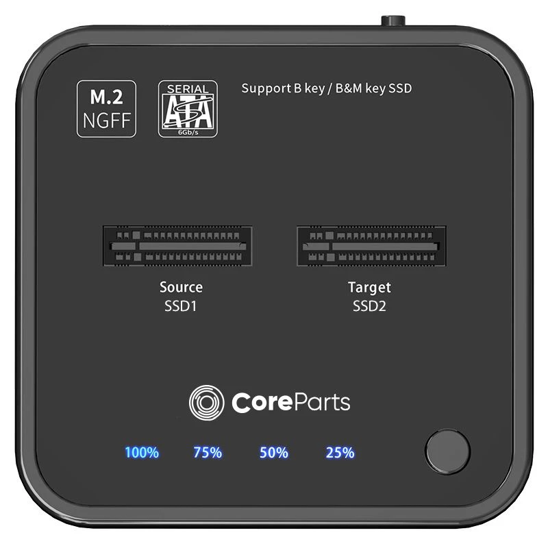 Stacja dokująca CoreParts MS-CLONER-SATA USB 3.2 Gen 2 (3.1 Gen 2) Typ-C Czarna