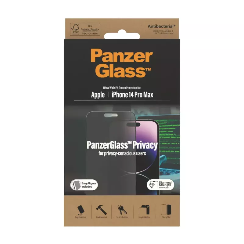 PanzerGlass ® Privacy Screen Protector iPhone 14 Pro Max | Ultra-Wide Fit z EasyAligner