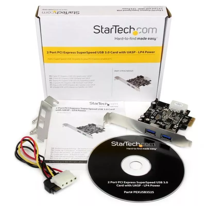 StarTech.com 2-portowa karta PCI Express (PCIe) SuperSpeed USB 3.0 z UASP i zasilaniem LP4
