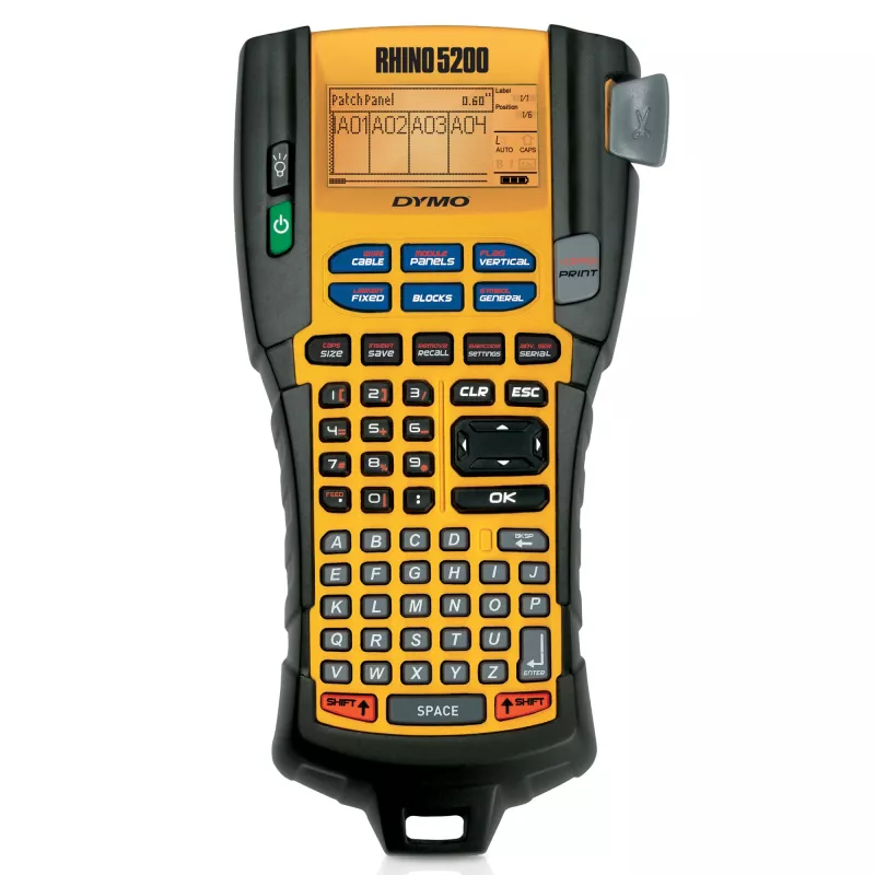 DYMO RHINO 5200 Przemysłowa Drukarka Etykiet | Zestaw w Walizce | Klawisze Skrótów Oszczędzające Czas Szybkie Drukowanie Wytrzymała Drukarka Etykiet do Pracy w Terenie i Zastosowań Przemysłowych | Wtyczka UK