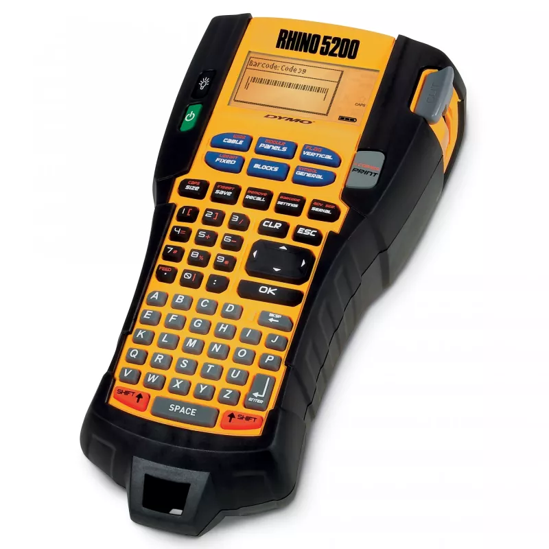 DYMO RHINO 5200 Przemysłowa Drukarka Etykiet | Zestaw w Walizce | Klawisze Skrótów Oszczędzające Czas Szybkie Drukowanie Wytrzymała Drukarka Etykiet do Pracy w Terenie i Zastosowań Przemysłowych | Wtyczka UK