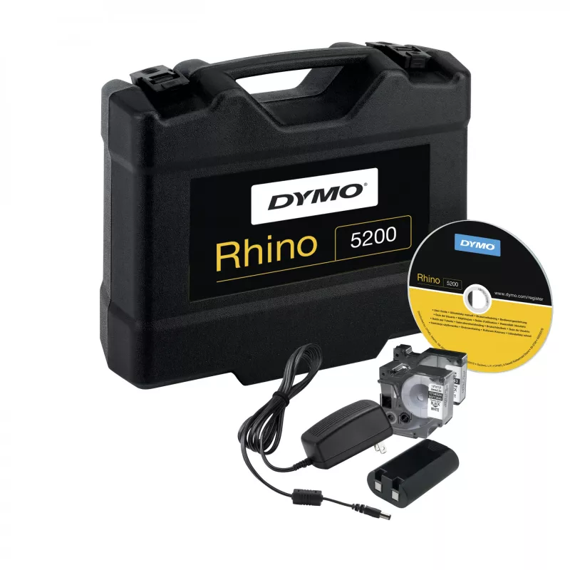 DYMO RHINO 5200 Przemysłowa Drukarka Etykiet | Zestaw w Walizce | Klawisze Skrótów Oszczędzające Czas Szybkie Drukowanie Wytrzymała Drukarka Etykiet do Pracy w Terenie i Zastosowań Przemysłowych | Wtyczka UK