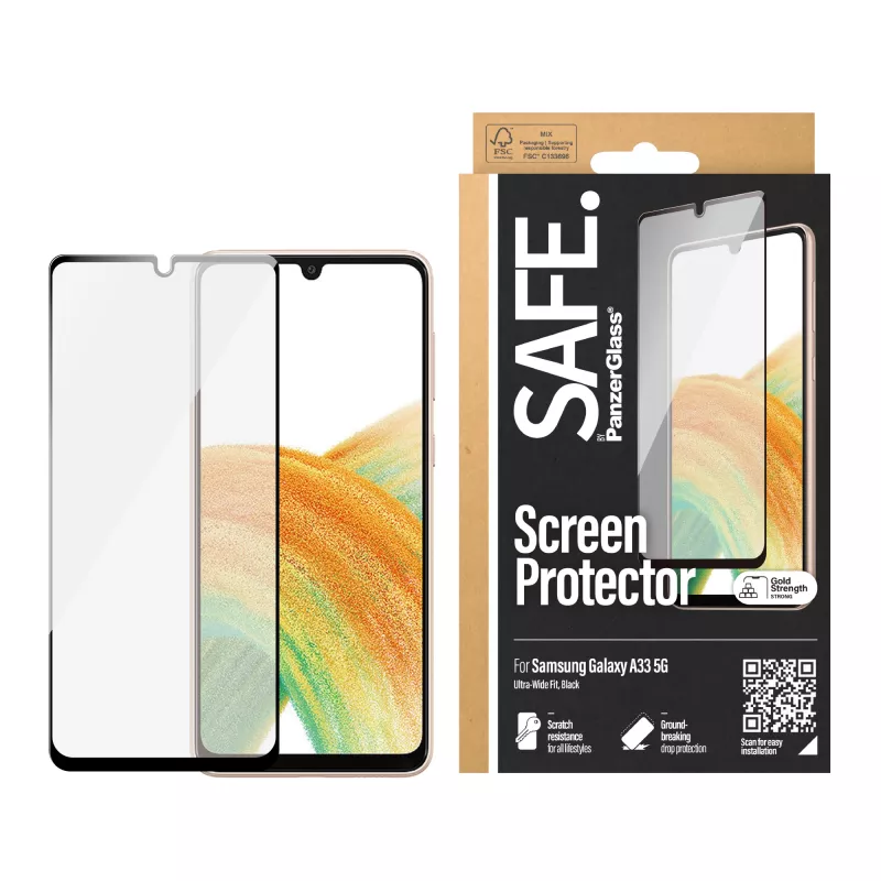 Szkło ochronne PanzerGlass SAFE do Samsung Galaxy A33 5G, odporne na zarysowania i wstrząsy