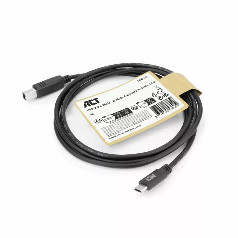 ACT kabel USB 2.0, USB-C do USB-B, 1,8 metra