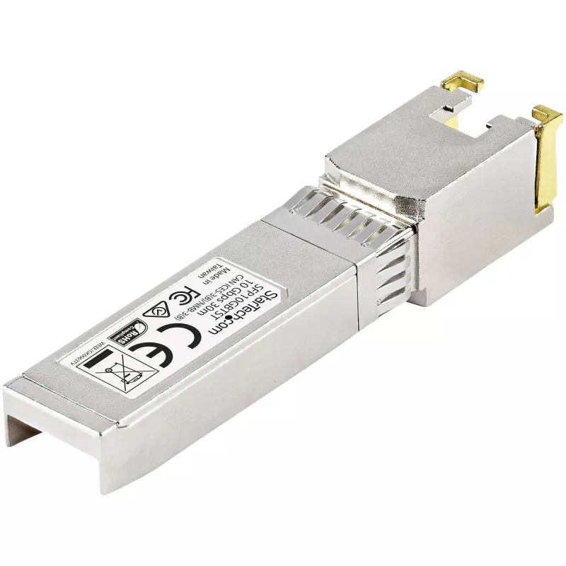 StarTech.com MSA Compliant SFP+ transceiver Module - 10GBASE-T~MSA Uncoded SFP+ Module - 10GBASE-T - SFP to RJ45 Cat6/Cat5e - 10GE Gigabit Ethernet SFP+ - RJ-45 30m