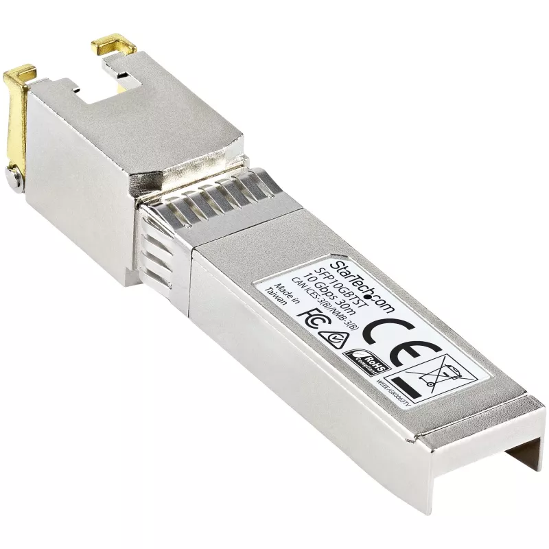 StarTech.com MSA Compliant SFP+ transceiver Module - 10GBASE-T~MSA Uncoded SFP+ Module - 10GBASE-T - SFP to RJ45 Cat6/Cat5e - 10GE Gigabit Ethernet SFP+ - RJ-45 30m