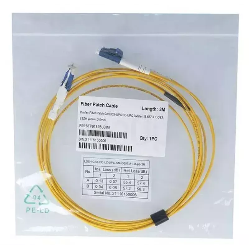 Kabel światłowodowy BlueOptics SFP9131BU1MK CS LC OS2 1 m Żółty