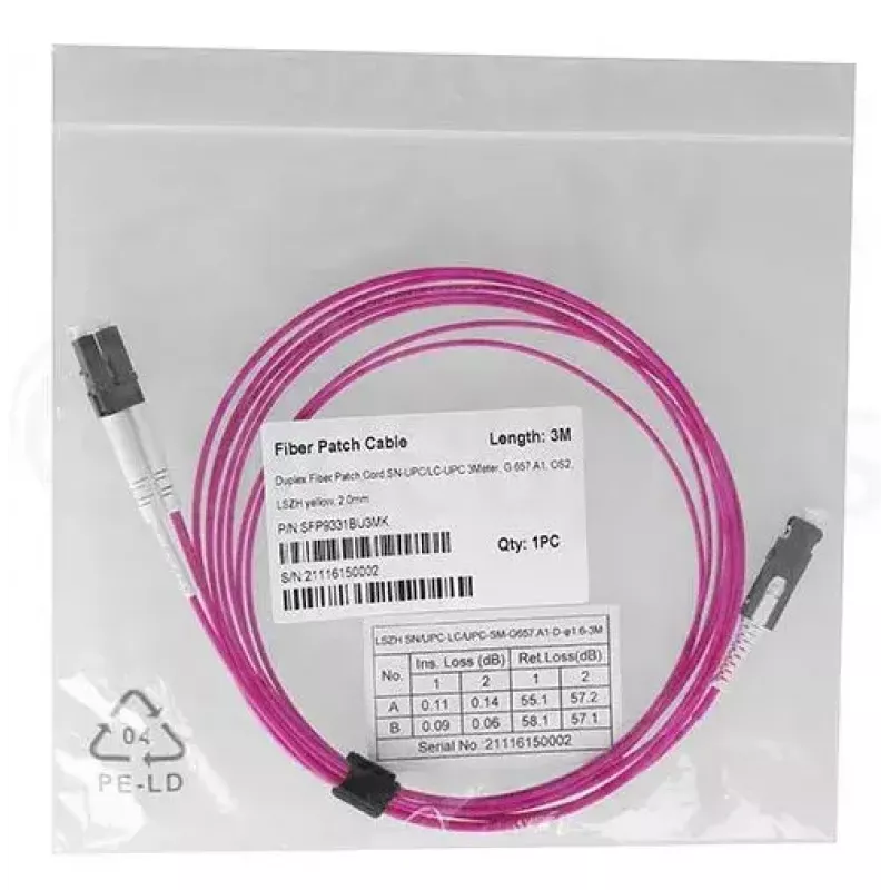 Kabel światłowodowy BlueOptics SFP9331FU2MK SN LC OM4 2 m Fioletowy