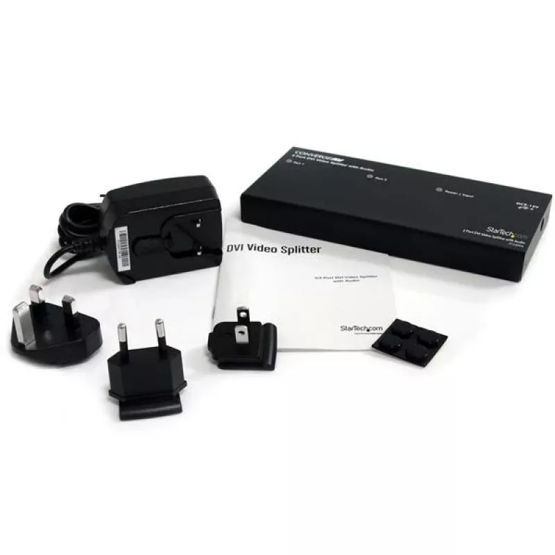 StarTech.com 2-portowy rozdzielacz wideo DVI z audio, DVI, 2x DVI, 1920 x 1200 pikseli, czarny, aluminium, 10 m