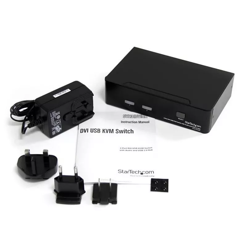 StarTech.com 2-portowy przełącznik KVM DVI USB z audio i hubem USB 2.0