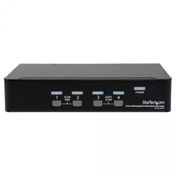 Przełącznik KVM StarTech.com 4-portowy USB DisplayPort z audio, 3840 x 2400 pikseli, czarny