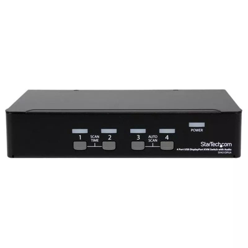 Przełącznik KVM StarTech.com 4-portowy USB DisplayPort z audio, 3840 x 2400 pikseli, czarny