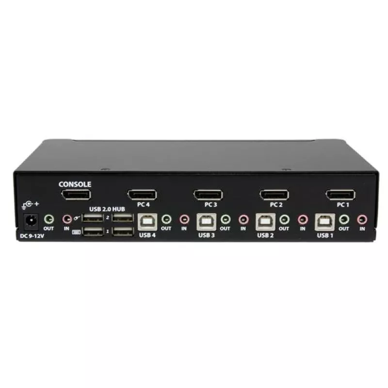 Przełącznik KVM StarTech.com 4-portowy USB DisplayPort z audio, 3840 x 2400 pikseli, czarny